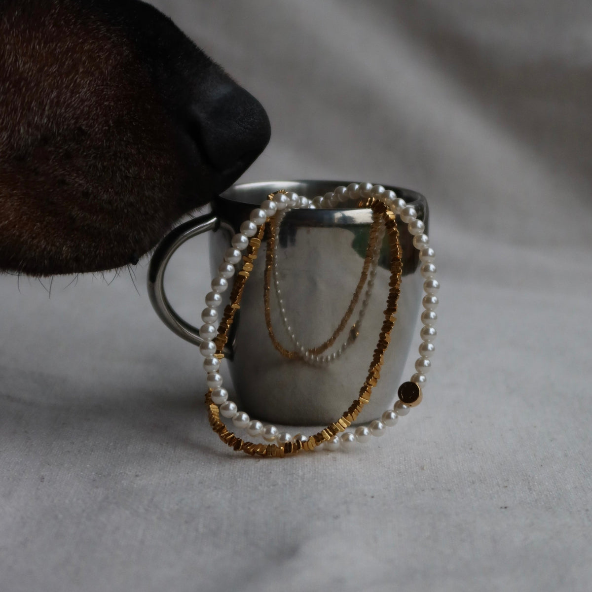 Gold brick necklace