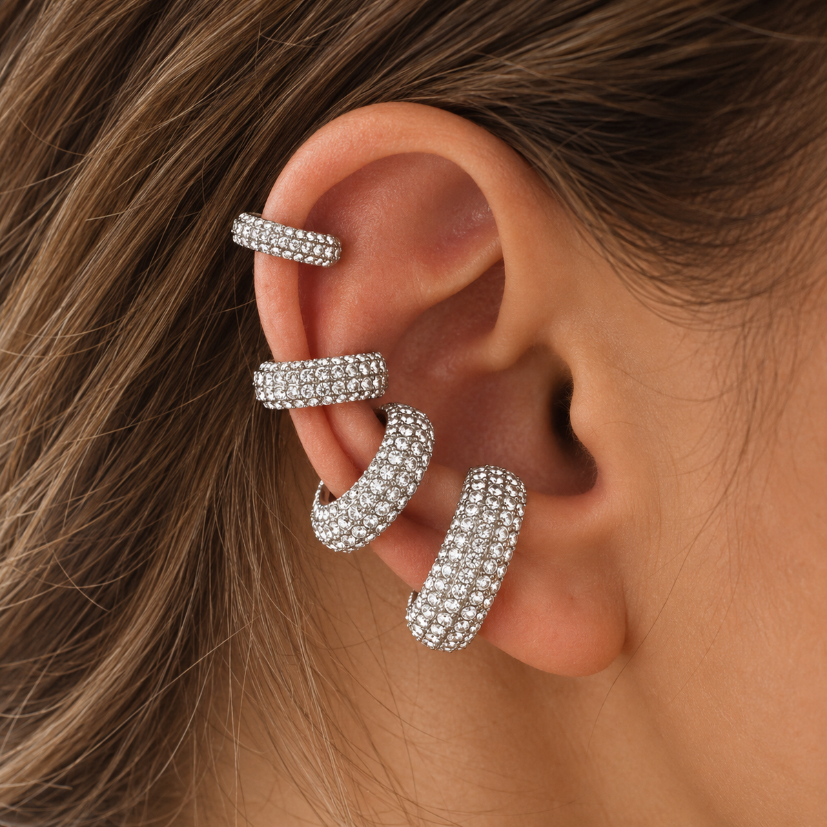 Pavé earcuff silver