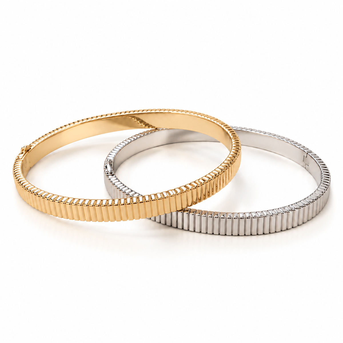Ribbed bangle Duo — Gold & Silver