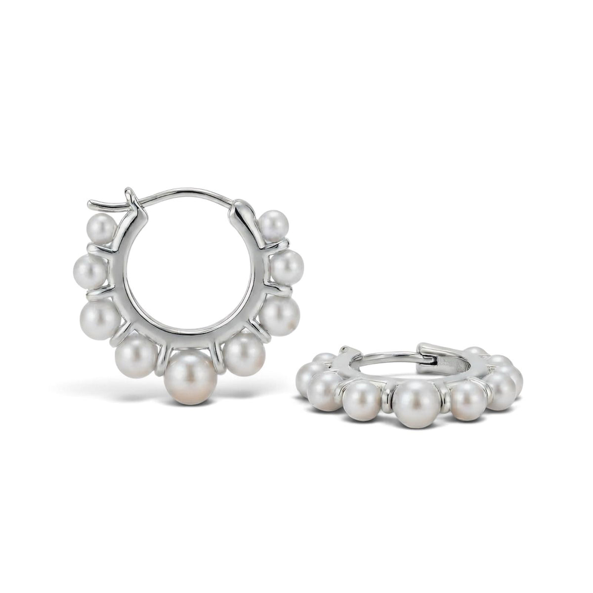 Pearl Hoops Silver