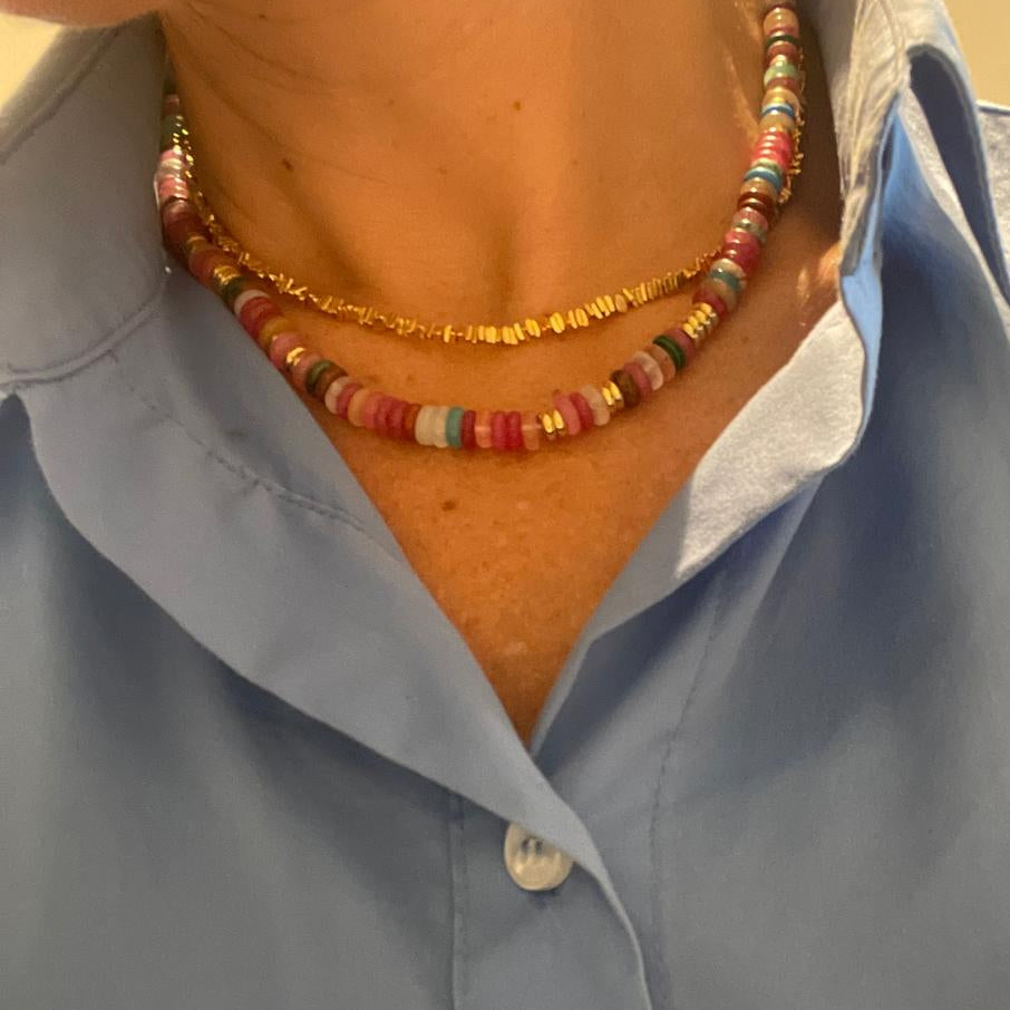 Gold brick necklace