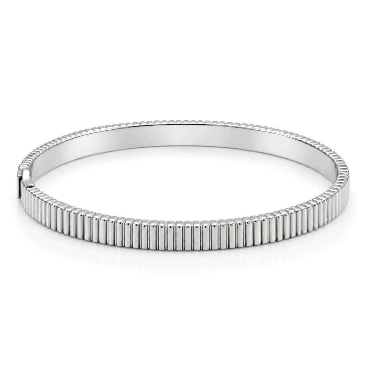 Ribbed bangle silver