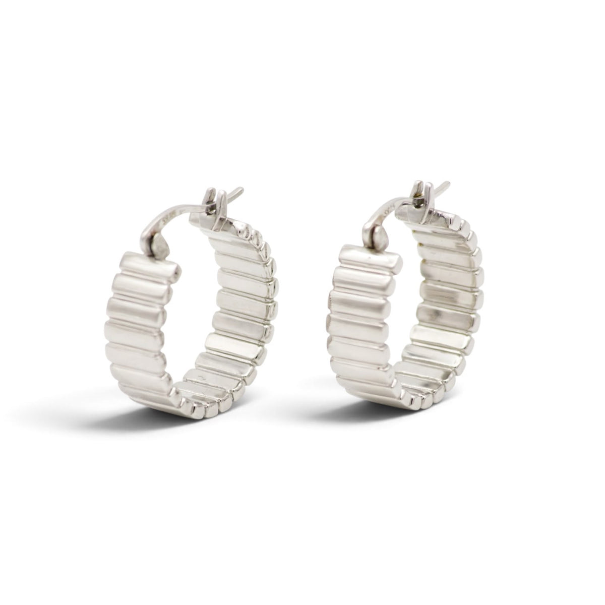 Ribbed silver hoops